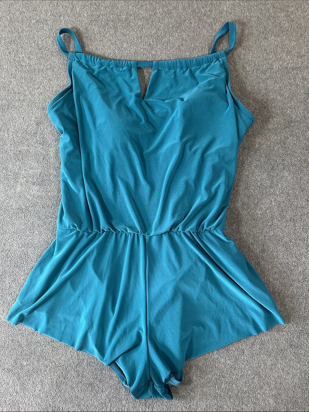 Aqua Green High-Neck Swim Romper with Adjustable Straps Size M
